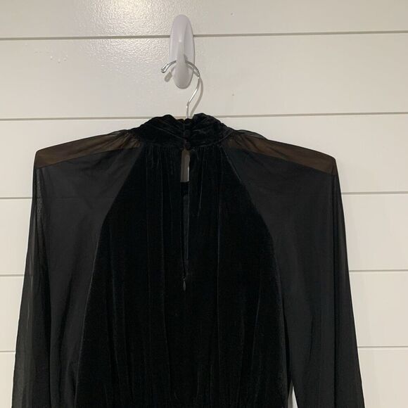 Express | Romper Shorts Long Sleeve Velvet Holiday Black NWT- Size Medium - Picture 8 of 11
